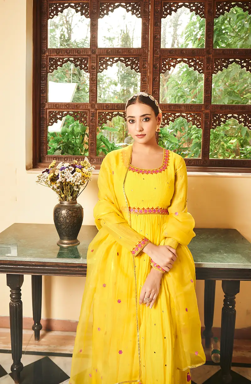 Yellow Anarkalis Mogra Set Pooja Patel 1