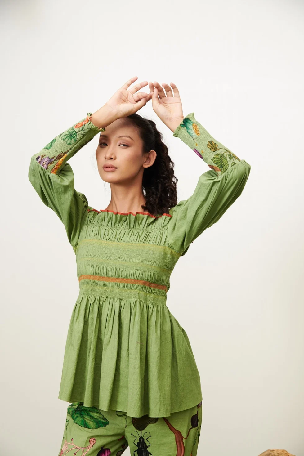 Green Grandma Peplum Co ord Set Thithilii 4