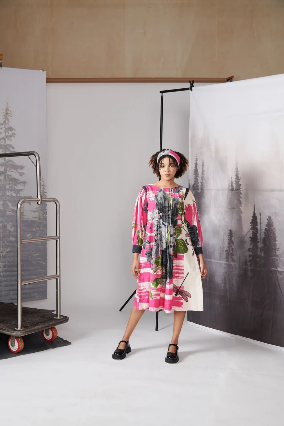 Pink Scratch Print Full Sleeve Dress Thithilii 5